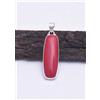 Handmade Ciondolo Artigianale in Argento 925 con Gemma Corallo Rosso Rosso D-32