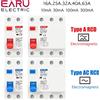 EARU Interruttore Differenziale RCCB RCD ELCB Tipo A /AC 2P 4P 10/30/100/300mA Protezione da Corrente Residua e Cortocircuito 16A 32A 40A 63A