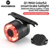 ROCKBROS Luce per bici da bicicletta intelligente Q1MAX 5 modalità Tipo-C Ricarica Rilevamento freno automatico Luce posteriore a LED RGB Accessori per biciclette MTB