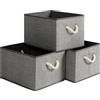 SONGMICS Scatola organizer pieghevole, scatola portaoggetti in tessuto, set di 3, senza coperchio, con maniglie, 40 x 30 x 25 cm, motivo lino, grigio