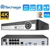 Techage H.265 8CH PoE NVR UHD 4K 8MP 5MP 4MP 1080P Videoregistratore di rete per sistema di sorveglianza Telecamera di sicurezza con tracciamento facciale