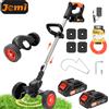 Jemi Tagliaerba a Batteria Senza Fili Jemi con Ruote Ausiliarie, Ideale per Diserbo in Giardino e Pulizia del Cortile