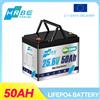 HRBEEnergy Batteria al litio LiFePO4 HRBEEnergy 24V 50Ah con scarico continuo massimo 1C, ciclo profondo per motori, apparecchiature e camper ad alta potenza