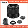 VILTROX NUOVO Viltrox 14mm F4.0 Air Full Frame Auto Focus Ultra-Large Prime Lens per Nikon Z-Mount Z6III Z8 Z5II Z6II Z7II Z9 ZFC Z50II Z7