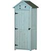 Outsunny Armadio da giardino Outsunny, ripostiglio esterno per attrezzi e bevande, 3 ripiani, 2 ante, tetto a falda, contenitore esterno per terrazza 77x54x179 cm Grigio