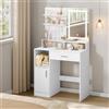 WOLTU Tavolo cosmetico da toeletta con luci a LED regolabili Specchio Vanity Unit con armadio portaoggetti a 3 ripiani per camera da letto