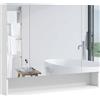 kleankin Armadietto da bagno Kleankin con specchio, 90x15x75 cm, mobile da bagno, armadietto WC con 3 ante a specchio, apertura regolabile e ripiani, Bianco