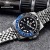 ADDIESDIVE AD2050 Orologio GMT di Lusso in Acciaio Inossidabile Super Luminoso Resistente all'Acqua 20Bar Orologio da Immersione da Uomo al Quarzo con Ghiera in Ceramica
