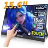 HGFRTEE Monitor portatile touch da 15,6 pollici ADS-IPS 1920*1080P 300cd/m2 Display esteso per laptop Secondo schermo XBox PS4/5