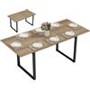 HOMCOM Tavolo da Pranzo Allungabile HOMCOM per 6-8 Persone, Tavolo da Cucina con Prolunga 140-180x80 cm, Stile Industriale, in Acciaio, per Sala da Pranzo, Soggiorno, Effetto Legno Naturale