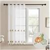 Kynley Tenda da Cucina Trasparente con Ricamo Floreale, Tenda Decorativa in Pizzo, Tenda Corta per Finestra, Stile Country, 105x140 cm / 150x140 cm