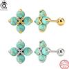 ORSA JEWELS Squisiti orecchini a forma di trifoglio in argento sterling 925 con turchese per donna, eleganti gioielli con pietre preziose, regalo di compleanno GME53