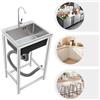NONE Lavello Utilitario Autoportante in Acciaio Inox 45*41*75cm con Rotazione a 360° ° Rubinetto Girevole, Capacità di Carico 50kg per Garage, Lavanderia, Lavello da Cucina