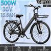 NONE Bicicletta Elettrica E-BYCCO V1 con Motore Brushless da 500W di Potenza di Picco, Batteria Rimovibile da 36V15.6AH, Pneumatici da 28 Pollici, Telaio in Lega di Alluminio, Bicicletta Elettrica per