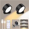 KDULIT Lampade da Parete LED con Telecomando, Applique da Lettura Ricaricabili 2000mAh, 3 Colori e Dimmerabili, Magnetiche a 360° ° Rot