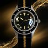 tandorio Orologio da Uomo 50-Fathoms Retro Nero 40mm con Doppio Vetro Zaffiro Bombato, Movimento Automatico Asia2824 Miyota8215, 20ATM, Ghiera in Ceramica Verde Luminosa