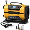 Compressore d'Aria Portatile a Doppia Alimentazione 110V-230V AC/DC, Gonfiatore per Auto, Barca, Bicicletta e Materasso