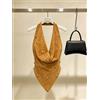ZOYLEIR Top da donna con perline pesanti, scollo all'americana, collo a cappuccio, stile vintage, casual, basic, alla moda, senza maniche