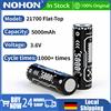 Nohon Kit batteria al litio ricaricabile 21700, design a testa piatta, grande capacità di 5000 mAh per una durata della batteria prolungata, custodia di ricarica pratica, uscita stabile e affidabile, adatta