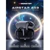 MONSTER Auricolari Monster A03 Hybrid ANC Bluetooth 6.0 con Bassi Potenti, Cuffie Sportive con Cancellazione Attiva del Rumore, Auricolari Wireless TWS