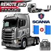 4WD Camion Semirimorchio RC 1:18 con Suoni e Luci, Telecomando, Trattore con Pianale, Veicolo da Costruzione, Modello 770S, Giocattolo HUINA 1501