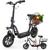 NONE Monopattino Elettrico IScooter I12 con Sedile e Cestino, 12 Pollici, 500W, Pieghevole, 36V 7.5Ah, Autonomia Massima di 35km, Scooter per la Mobilità