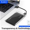 ORICO Custodia per HDD trasparente Custodia per disco rigido SATA a USB 3.0 Custodia per HDD esterna da 2,5 '' per custodia per disco HDD SSD Supporto UASP