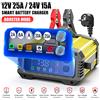 NONE Caricabatterie per Auto 25A/15A 12V/24V Completamente Automatico con Funzione Intelligente di Riparazione a Impulsi, Adatto per Batterie AGM, Gel e al Piombo-Acido Allagato, con Funzione di Booster