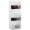 Relaxdays Scarpiera in Plastica, 6 Scomparti Chiusi, 52 x 37 x 9cm, Scaffale 12 Paia di Scarpe, Componibile, Bianco