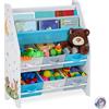 Relaxdays Porta Giochi Bambini, Motivi Animali, 6 Box 2 Scomparti, Scaffale Libreria, HLP 74 x 62 x 31,5 cm, Colorato