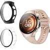 Funrae Custodia Compatibile con Huawei Watch 5 42mm [2 Pezzi], Cover Protettiva Telaio Rigida PC [Con Vetro Temperato] HD Clear Anti-Graffio Protezione Case - Trasparente&Nero