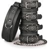 SuperLove Fetish Set with Collar, Ankle & Wrist Cuffs Black