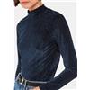 Whistles Top In Velluto Blu Con Strisce A Collo Alto (Fmn17-2)