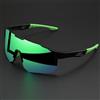 MODEO Occhiali da sole sportivi oversize con UV400 e lente specchiata - C4-green mirror China Mainland
