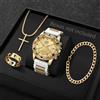 MODEO Set da uomo 4 pezzi con orologio al quarzo e gioielli - White Gold No Box