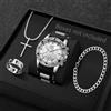 MODEO Set da uomo 4 pezzi con orologio al quarzo e gioielli - Silver Without Box