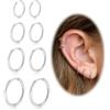 DAI JY Orecchini a cerchio in oro e argento, per donne e uomini, orecchini Huggie, per cartilagine ed elice, ipoallergenici, in acciaio inox, 6/8/10/12 mm