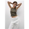 Intimissimi Crop Top A Costine In Cotone Superior Verde