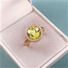 Anello Halo Zaffiro Giallo 11mm Placcato Oro 10K Su Argento 925 Mis. 7-8