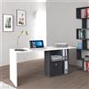 Dmora Scrivania Raimondo 50x110x75h cm Grigio Ardesia 2 Ripiani Supporto pc, Colore Piano Bianco Made in Italy