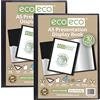 eco-eco Eco041x2 - Raccoglitore per presentazioni, formato A5, 50% riciclato, 10 tasche, colore: nero, con buste in plastica, confezione da 2