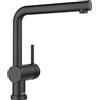 BLANCO LINUS-S-F - Rubinetto da cucina in nero opaco, ad alta pressione, con tubo estraibile, per montaggio davanti a una finestra, qualità dell'acqua e risparmio idrico, 11 x 26,6 x 28,4 cm