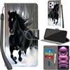 PHINIENLAND Cover per Xiaomi Redmi Note 12 Pro 5G custodia portafoglio Cavallo nero | 3 scomparti carte, 1 tasca banconote, Chiusura magnetica, Supporto, Pelle PU flip cover per Xiaomi Poco X5 Pro