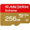 SANDISK Extreme microSDXC 256 GB, scheda UHS-I + adattatore SD (velocità di lettura fino a 245 MB/s)