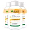 Garnier SkinActive Acqua Micellare Bifase con Olio d'Argan Struccante per Viso Occhi e Labbra Rimuove Trucco Waterproof Deterge Idrata Senza Risciacquo Formato Viaggio - 3 flaconi da 100ml