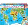Educa - Puzzle da 150 pezzi per bambini | Mappa mondiale dei monumenti. Misura: 48 x 34 cm. Composto da pezzi di grandi dimensioni. Da 6 anni (18116)