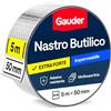 GAUDER Nastro butilico impermeabile adesivo - sigillante (50 mm x 5 m) | Sigillante per grondaie con alluminio - nastro di riparazione per tetti e camper - impermeabile