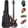 Bullfighter Electric Bass Full Size P Bass Starter Kit for Beginners Black with Concert Bag, Guitar Strap and Guitar Cable (DB-4 NA)