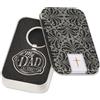 Christian Art Gifts Black Metal Keychain for Dad's My Dad My Hero Proverbs 14: