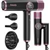 AISEELY Asciugacapelli Ionico 1800W, Pieghevole Phon Capelli Professionale | Plasma da 500 Milioni, Motore da 110.000 giri/min per Asciugatura Rapida, 5 Velocità & 4 Temperature, Viaggio